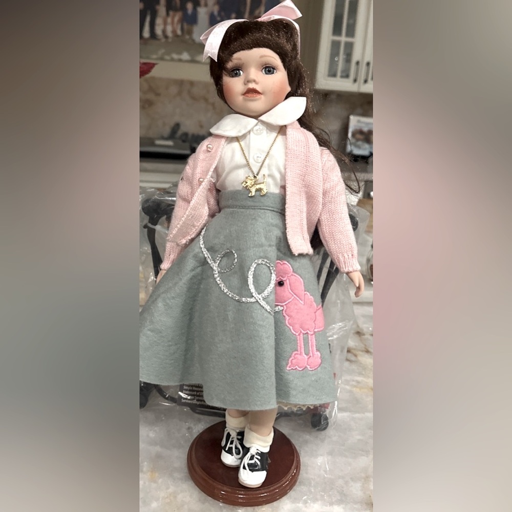 Vintage-Inspired Doll with Poodle Skirt